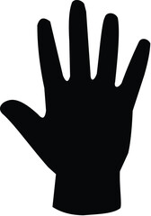 Black and white hand silhouette showing open palm and fingers on white background