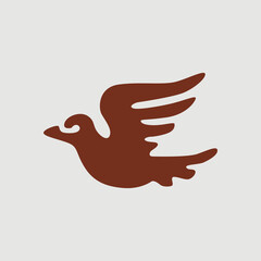 Stylized brown bird silhouette logo vector representing freedom, peace and minimal nature design.