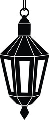Hanging Lantern with Ribbons Vector Silhouette