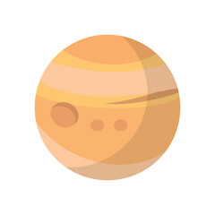 Orange Planet with Light Brown Stripes and Craters on a Transparent Background Space Illustration...