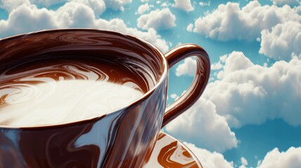 Cup of coffee against a cloudy sky artistic beverage imagery