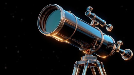 Obraz premium Detailed telescope on tripod against dark background for exploration