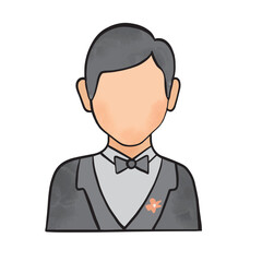 Vector portrait of the groom in a modern style