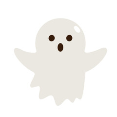 A cartoon ghost with cute big eyes and a smile.