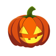 A fun vector pumpkin with a smile in a Halloween-style design.