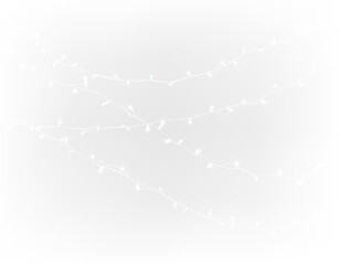 Festive garland light PNG with sparkling Christmas bulbs soft glow and gentle shining holiday illumination