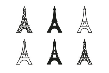 Obraz na płótnie Canvas Architectural Logo Variations. The history of architecture and landmark buildings. Set Logo of The history of architecture and landmark buildings: Eiffel Tower
