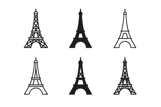Architectural Logo Variations. The history of architecture and landmark buildings. Set Logo of The history of architecture and landmark buildings: Eiffel Tower