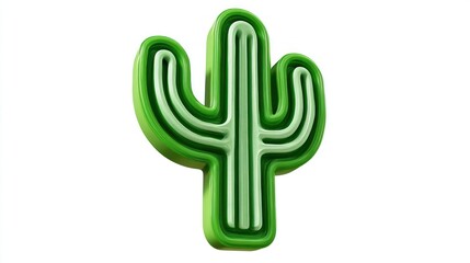 Obraz premium Vibrant 3 d cactus illustration isolated on white background