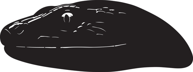  Snake lizard head view art in silhoette white background.