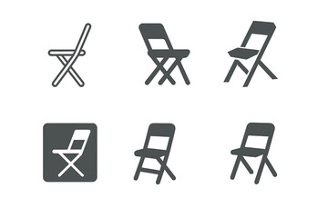 Compact Design Logos. Interior design ideas for small spaces. Set Logo of Interior design ideas for small spaces: Folding Chair. harmonious logo variations of