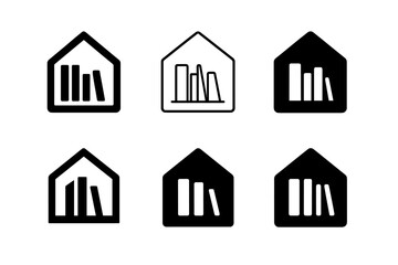 Fototapeta premium Harmonious Bookshelf Logos. Home Staging for Selling. Set Logo of Home Staging for Selling: bookshelf. harmonious logo variations of the same emblematic