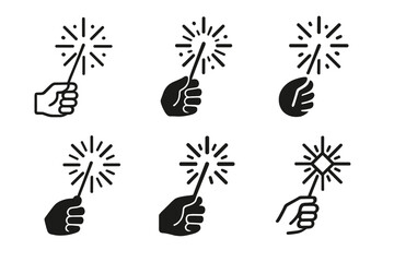 New Year Logo Variations. Having a New Year?s Eve countdown. Set Logo of Having a New Year?s Eve countdown: Sparkler in hand. harmonious logo variations of the