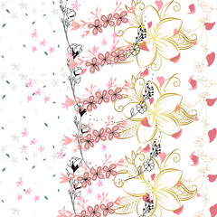 abstract floral background seamless pattern black pink gold Element Orchid 