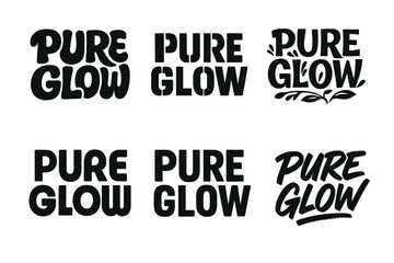 Fototapeta premium Harmonious Lettering Variations. Pure Glow. Set lettering. harmonious lettering variations of the same emblematic concept (Funky cartoon-style lettering,