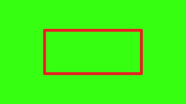 Hand drawn red rectangle focus stroke 4K loop animation video with green screen.