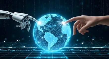 3D rendering artificial intelligence AI research of robot and cyborg development for future of people living. Digital data mining and machine learning technology design for computer brain.
