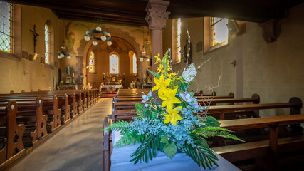 Inside church in Graufthal in France on  Sunday October 5th in 2025