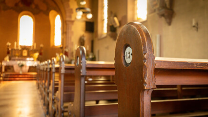 Inside church in Graufthal in France on  Sunday October 5th in 2025