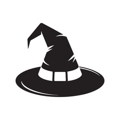 Naklejka premium Black silhouette of a witch hat with a buckle