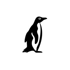 Naklejka premium A simple, solid black penguin silhouette standing upright on a white background