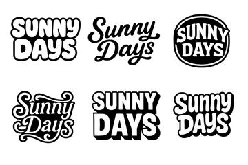 Obraz premium Sunny Lettering Styles. Sunny Days. Set lettering. harmonious lettering variations of the same emblematic concept (Rounded bubble playful style, Bold