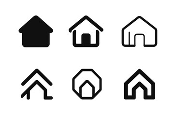 Safety Shelter Logos. Shelter. Set Logo of Safety: roofed structure icon. harmonious logo variations of the same emblematic concept, each with different