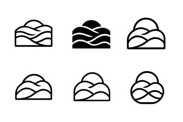 Fototapeta premium Fog Logo Designs. Rolling Fog. Set Logo of Rolling Fog: hills and fog layers. harmonious logo variations of the same emblematic concept, each with different