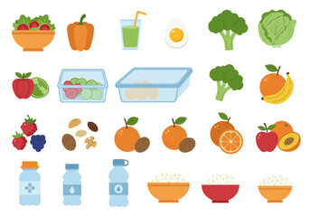 Healthy Eating Icons Balanced Diet and Nutrition Choices