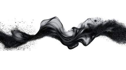 Black Ink Flow on Transparent Background