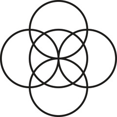 Geometric Pattern with Five Overlapping Circles