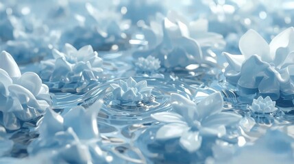 White water lily flowers in water