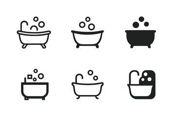 Relaxing Bathtub Logos. Planning a relaxing evening routine to unwind. Set Logo of Planning a relaxing evening routine to unwind: Bathtub with bubbles.
