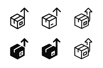 Fototapeta premium E-commerce Logo Variations. The growth of e-commerce and online shopping trends. Set Logo of The growth of e-commerce and online shopping trends: Package box