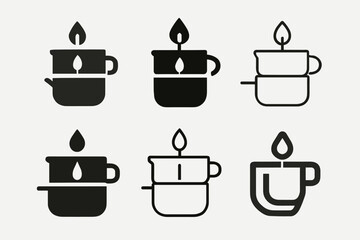 Candle Logo Variations. Making Candles at Home. Set Logo of Making Candles at Home: double boiler pot. harmonious logo variations of the same emblematic