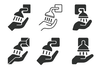 Shower Head Logos. Installing a New Shower Head. Set Logo of Installing a New Shower Head: Bathroom Wall Mount Icon. harmonious logo variations of the same