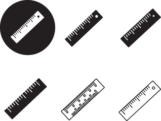 Black rulers in varying orientations perfect for design on transparent background silhouette
