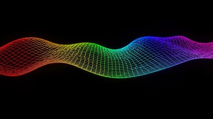 Fototapeta premium Rainbow colored abstract wave grid
