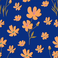 Seamless floral pattern with  wildflowers and leaves. Perfect for fabric, wallpaper, wrapping paper, and modern decor.
