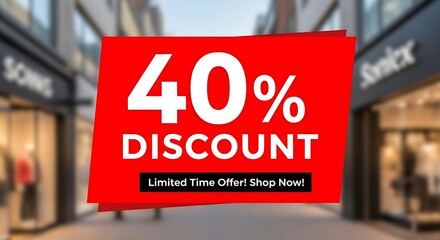 Promotional banner showcasing a significant 40% discount for a limited-time shopping offer, designed to attract customers to a retail sale event