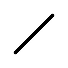 A simple black diagonal line with rounded ends extending across a white background in a minimalist design