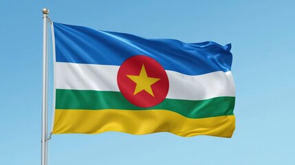 Central African Republic flag waving on flagpole