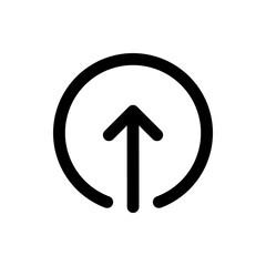 Black circular arrow pointing upwards indicating upload or update icon with a simple and modern design style