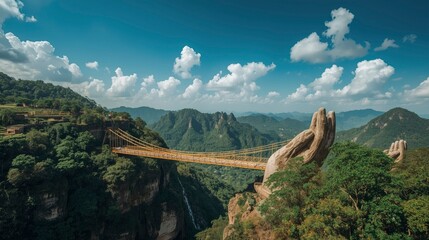 Golden Bridge Vietnam held by hands