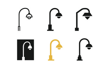 Streetlight Logo Variations. Municipal services improvement. Set Logo of Municipal services improvement: Streetlight. harmonious logo variations of the same