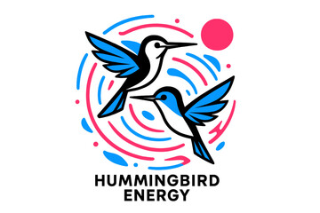 Fototapeta premium Hummingbird Motion. Hummingbird Energy. A pair of birds darting around in circular motion, glowing abstract trails showing their speed and rhythm. Modern