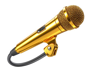 Golden Broadcast Mic  transparent background