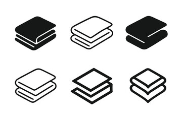 Elegant Bedding Logos. White bedding. Set Logo of Home decor: folded sheets icon. harmonious logo variations of the same emblematic concept, each