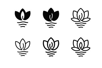Lotus Breathing Logos. Breathing exercises for stress management. Set Logo of Breathing exercises for stress management: Lotus with breath lines. harmonious