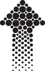 Abstract Upward Arrow Made From Black Dots, Geometric Dot Pattern Artwork for Design Projects